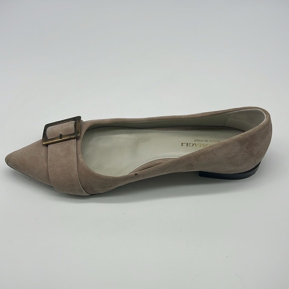 Brunomagli - Suede Light Grey Pointed Toe Buckle Made In Italy Ballet Flats 37.5 - Picture 8 of 16